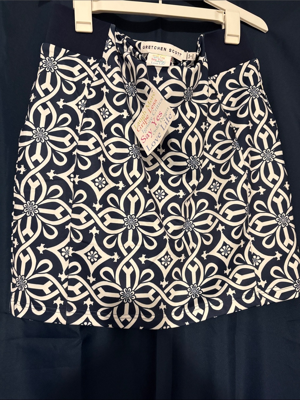 Gretchen Scott Designs Navy & White Geometric A-Line Skirt